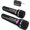 Wireless Microphone, Rechargeable Wireless Microphones with One-to-One Chip Connection and LED Lights, 40H Duration, 200FT Range Receiving, Less Latency Karaoke Microphone for Singing, Speech, Party