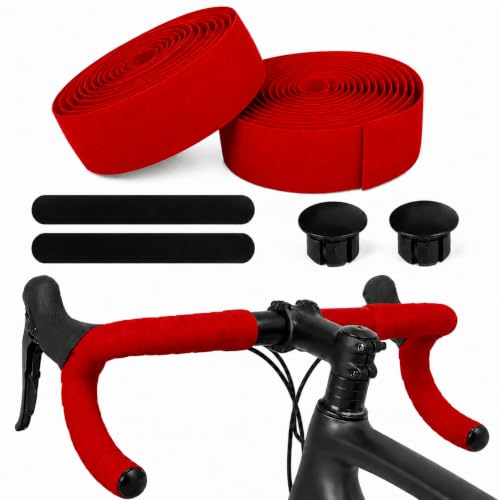 PSLER Bike Handlebar Tape - EVA Bike Grip Tape for Road Bike 2 Rolls Red