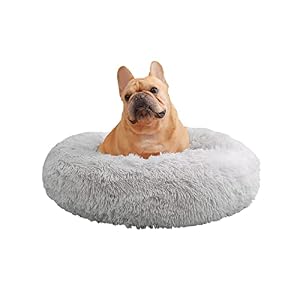 70cm Calming Dog Cat Bed, Plush Donut Pets Beds for Medium Dogs Cats, Soft Puppy Kitten Cuddler Round Bed Cushion, Washable Warm Dog Beds for Improved Sleeping
