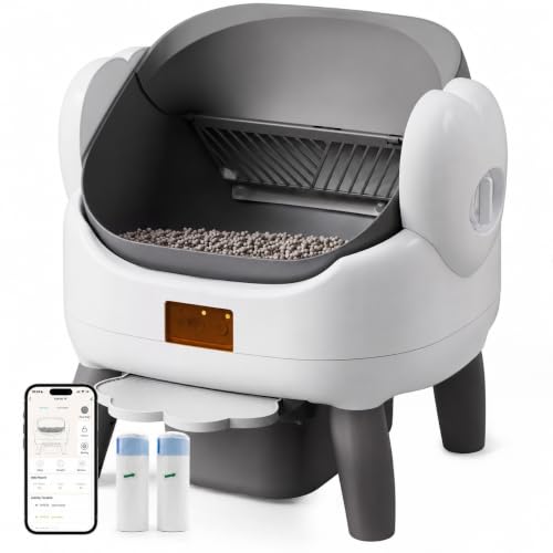 Self-Cleaning Cat Litter Box with App Control & Safety, Gray