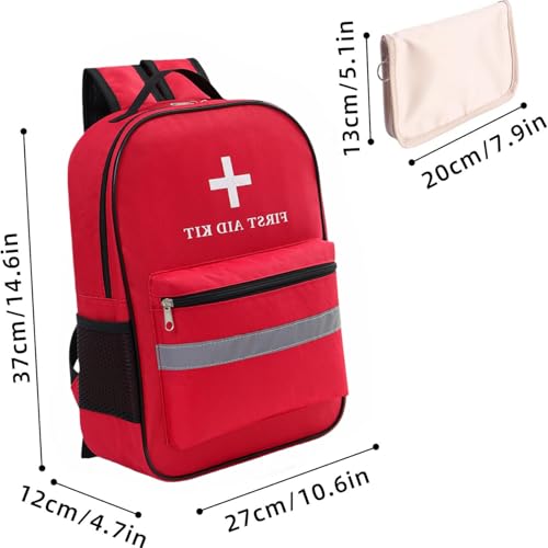 Dmnnlp Pet First Aid Backpack Empty with Portable Bag for Pet First Aid Kits, Home Outdoor Travel Camping Emergency Supplies Storage (Red,White)