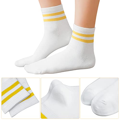 Bivolu Womens Crew Socks Cotton Running Athletic Socks Casual Cute Striped Sports Ankle Socks For Girls School 8 Pack #TOP1