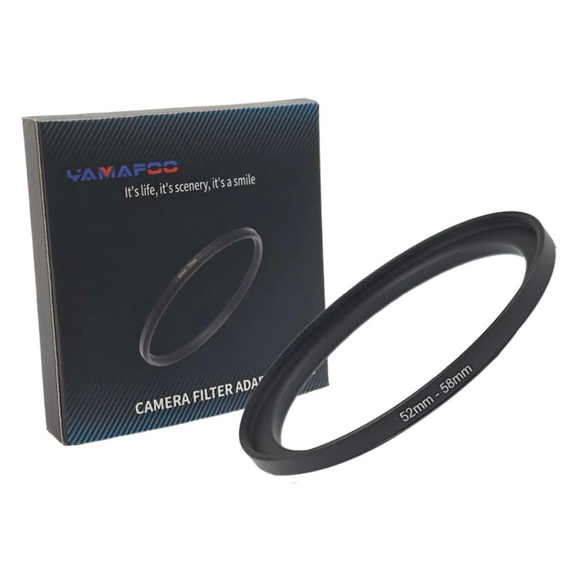 YAMAFOO 52mm to 58mm Step-Up Ring/Step Down Rings Filter Adapter for All Brands UV ND CPL Metal Ring Step-Up Rings Adapter Filter,Black (52-58)
