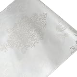 Q QIHANG European Style 3D Damask Pearl Powder Non-Woven Wallpaper Roll Cream Color 0.53m x 10m=5.3