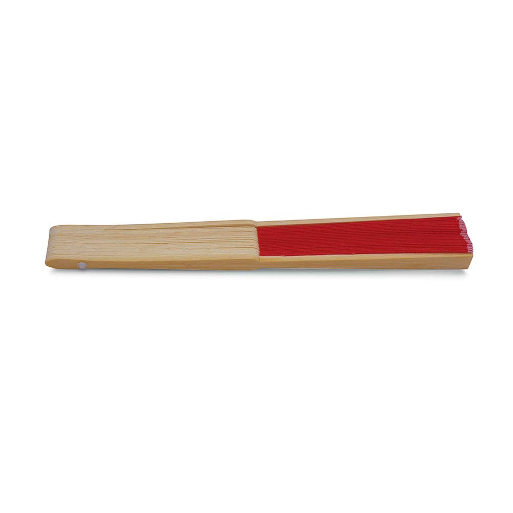 OLILLY - 50 Ventagli di Qualità in Tessuto Rosso e Bambù (Rosso, 50 Ventagli)