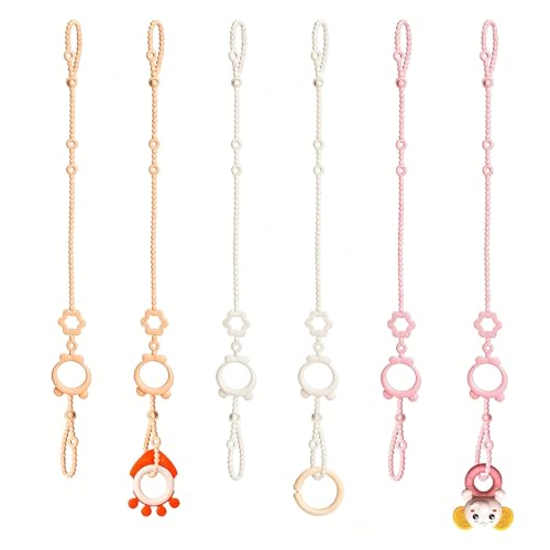 Sopkdey Toy Straps for Baby, 6pcs Adjustable Toy Holder for Stroller Accessories, Silicone Baby Tether Pacifier Clip, No Throw Baby Travel Essential Leash for High Chair, Car Seat, Baby Toy Clips