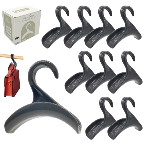 SEEBRIDER Bag Hanger for Closet Purse Holder Grey Backpack Hanger Hook for Organizer Storage Purses Tote Bag Backpacks Handbags(10 Pack)