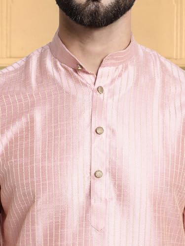Image of SOJANYA Men's Pintuck Silk Blend Embroidered Kurta