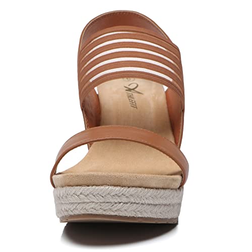 Athlefit Women's Wedge Sandals Ankle Strap Open Toe Espadrille Platform Tan Sandals Size 11 #TOP4