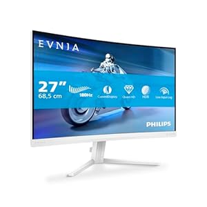 Philips Evnia 27M2C5501-27 inch QHD curved gaming monitor, 180 Hz, 1 ms GtG, FreeSync Premium (2560×1440, 2x HDMI 2.0, 1x DisplayPort1.4) white