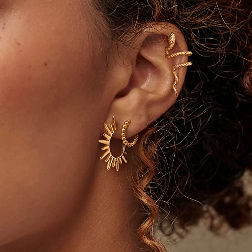 Mrsxia Ear Cuff Gold Earrings For Women Non Pierced Cartilage Snake Climber Crawler Clip On Open Wrap Hoop 18K Gold Filled Small Simple Delicate Hypoallergenic Animal Jewelry #TOP1