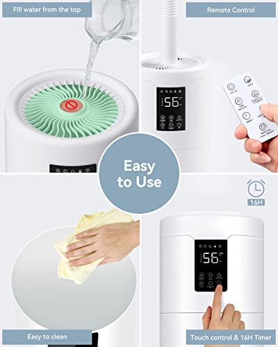 17L/4.5Gal Ultra Large Humidifiers for Bedroom 2000 sq ft, Quiet Humidifiers for Large Room, Tower Humidifier with 4 Mist Mode & Extension Tube for Home School Office Commercial Greenhouse Plants