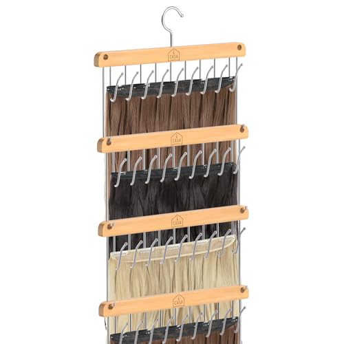 iCASA Hair Extension Holder - Stackable Hair Extensions Hanger for Styling, Washing, Drying, Storing, Rotatable Wig Storage for Multiple Wigs Tinsel Hairpieces Clip/Tape Ins Organizer Rack, 4-Pack