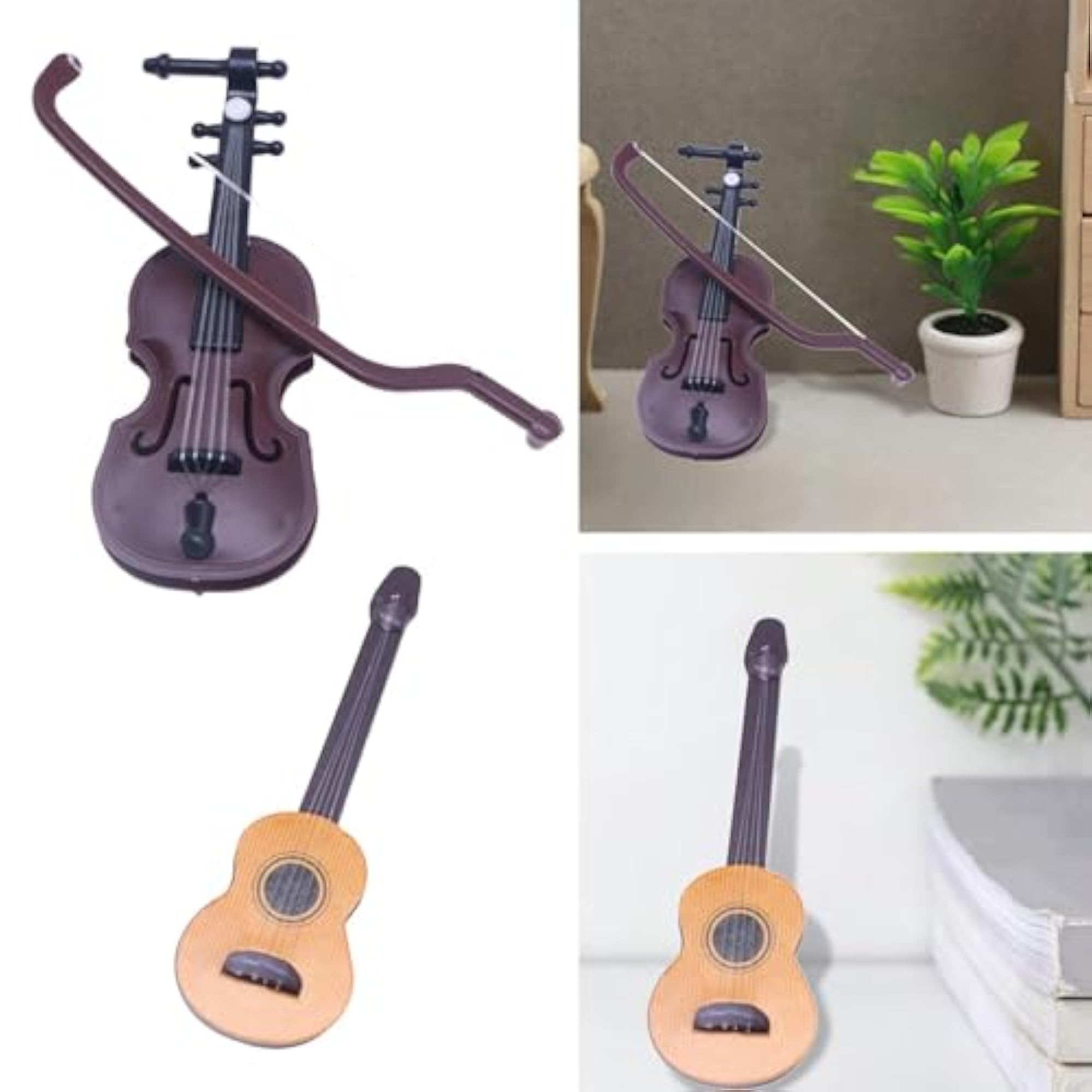 Wooden Violin Model for Dollhouse Decor