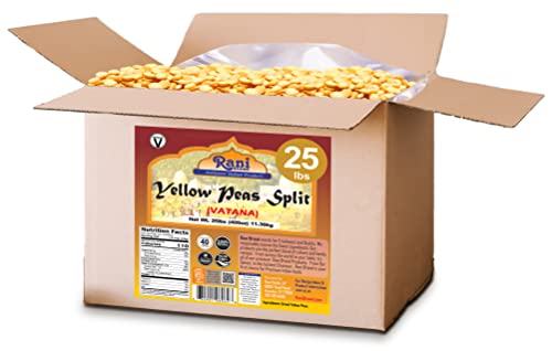 Image of Rani Yellow Peas Split, Dried (Vatana, Matar) 400oz (25lbs) 11.36kg Bulk Box ~ All Natural | Vegan | Gluten Friendly | Product of USA
