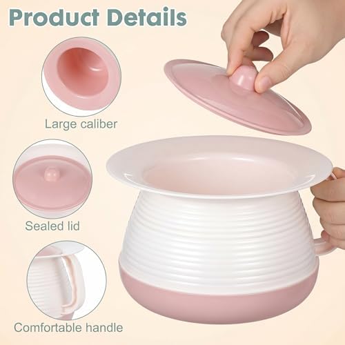 Beavorty Chamber Pot 휴대용 소변 냄비 및 소변 버킷, 손잡이가 있는 화장실 소변 냄비, 뚜껑 포함, 비상 사태, 캠핑, 침대 옆 병원 또는 야간 사용, 소변기 훈련에 이상적, 20.3 x 17.8cm(8 x 7인치) — 사진 4