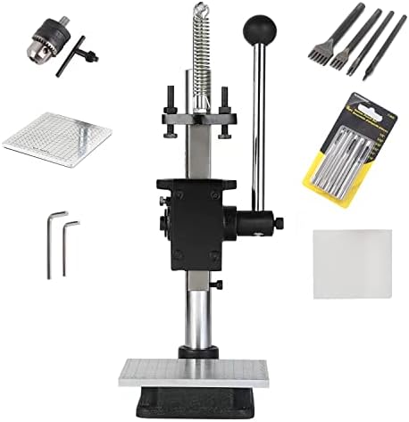 WINB Leather Hole Puncher Hand Punching Machine Manual Press Puncher Punch Tools for DIY Leather Craft Punching Holes(with Aluminum Plate with Scale，1.5-13mm Clamping Chuck，Free Accessorie)(Style A)