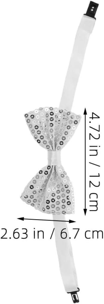 MAGICLULU 10pcs Silver Sequin Polyester Bow Ties, Pre-tied Adjustable Sparkly Neckwear for ’s Stage Performance, Party, Graduation, and Birthday Accessories