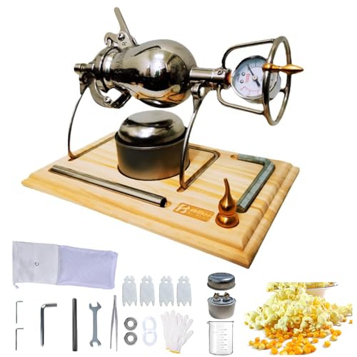 Retro Hand Popcorn Cannon 304 Stainless Steel Popcorn Maker, High Pressure Puffed Rice Maker for Home Party (300ml)