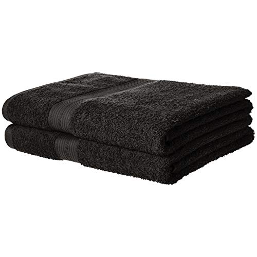 AmazonBasics Cotton Bath Towel 500 GSM (Pack of 2, Black)