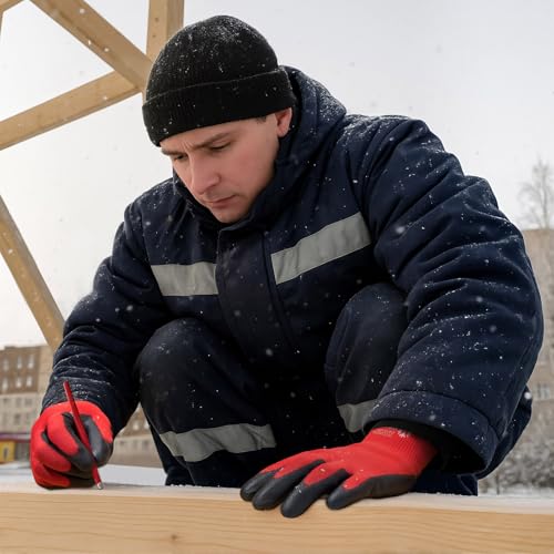 Image of KAYGO Winter Work Gloves Thermal Insulated, PU Coated,12 Pairs, KG11W | Excellent Grip, Breathable & Lightweight, 13-Gauge Seamless Knit, For Freezer Work, Cold Storage, Winter Outdoor Jobs
