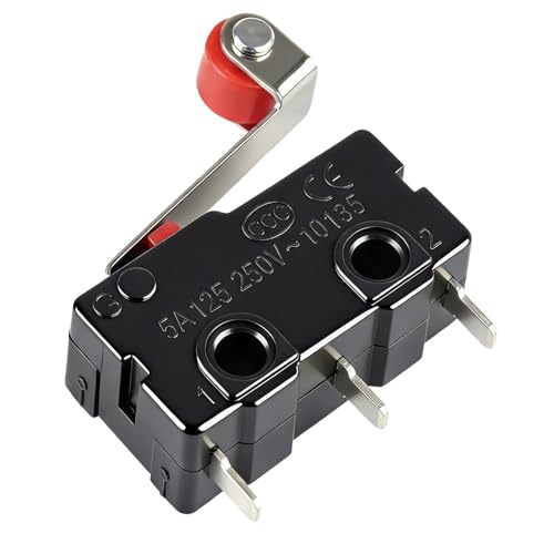tiyiyok 10 Stück Mikroschalter, 250V 16A Endschalter, Mikroschalter 2 Polig 3 Pins, Mikrotaster mit Rollenrad, Geeignet für mechatronische Geräte, Automatisierungseinrichtungen und elektrische Zubehör