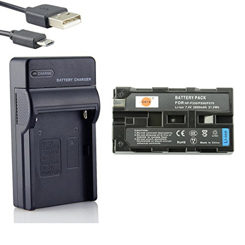 DSTE Li-Ion Batería Traje y Cargador Micro USB Compatible con Sony NP-F550 NP-F330 NP-F530 NP-F570