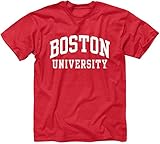 Ivysport Boston University BU Terriers Short Sleeve Adult Unisex T-Shirt, Classic, Red, Large