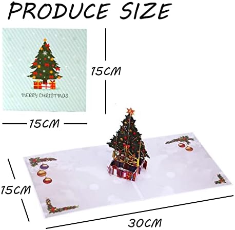 2 PCS Pop Up Christmas Cards, Merry Christmas Tree Greeting Card 3d Holiday Cards Christmas Card with Envelopes Gift Card for Christmas Holiday