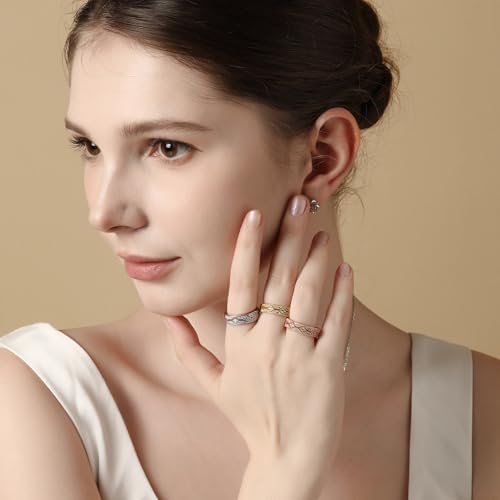 Jeulia Womens Wide Eternity Ring Wedding Band, Milgrain Round Cut 18k White Gold Plated Eternity Band Ring Romantic Birthday Anniversary Jewelry with Gift Box3