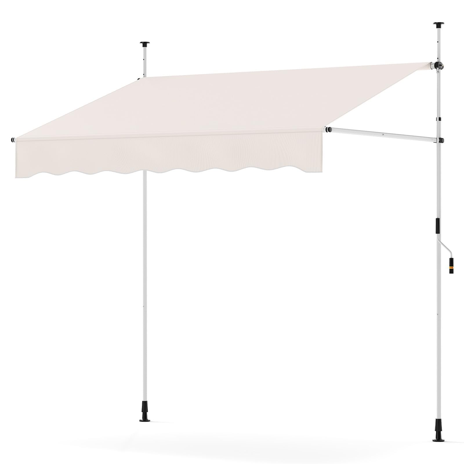 RELAX4LIFE Tenda da Sole per Esterno con Morsetto senza Forare, Telaio Telescopico, Telo Anti-UV, Altezza e Inclinazione Regolabile, Ideale per Balcone e Terrazzo (Beige, 200x180cm)