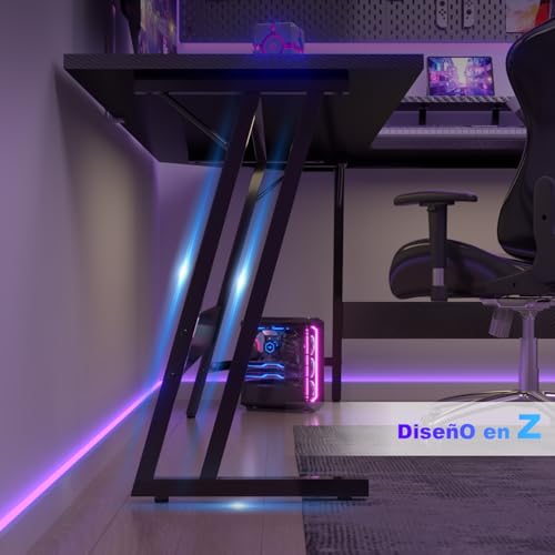 Variante de Devoko escritorio gaming L esquina 120×120 cm Carbono Negro