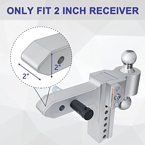 Adjustable Trailer Hitch 6 Inch Drop/Rise Hitch Ball Mount, Aluminum Tow Hitch With 2 Pins Locks, Ball Mount Hitch Fits 2 Inch Receiver, 2 And 2-5/16 Inch Chromed Steel Balls, 12,500 Lbs Gtw #TOP2