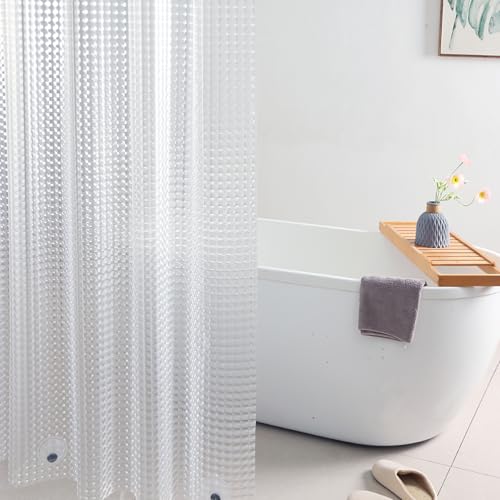 Image of Heavy Duty Shower Curtain Liner, 8G EVA Plastic Shower Curtain with 3 Strong Weighted Magnets, Waterproof Shower Liner for Bathroom, 3D Square, 72 x 72 Inch