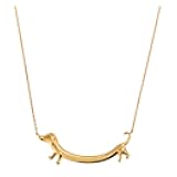 OIDIMS Cute Dachshund Charm Pendant Necklace for Women Men 18k Gold-Tone Plated Dainty Animal Dog Doggy Choker Minimalist Adjustable Clavicle Link Chain Simple Fine Friendship Jewelry for Pet Lover