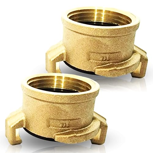 PipeSan Geka Schnellkupplung 1 Zoll 2er Set aus Messing Innengewinde (G 1) mit Dichtung kompatibel mit Geka/Gardena Bajonettverschluss 10 bar 120 C | Schlauchkupplung