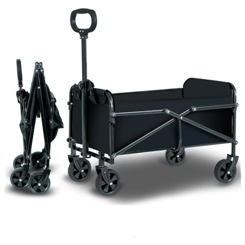 JLBopqaz Zusammenklappbarer Trolley, Verkaufsstand, handgezogener LKW, Picknickwagen, zusammenklappbar, tragbar für Camping und Strand (schwarz, freie Größe) – Bild 5