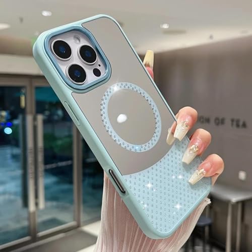 Coque iPhone 13 Pro strass bleu idéale pour vos retouches miroir en soirée
