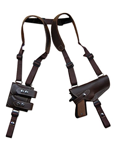 Barsony Horizontal Brown Leather Shoulder Holster w/Dbl