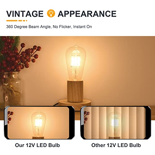 Tokcon 12V Low Voltage Led Light Bulbs - Soft Warm 2700K 6W (Only For 12 Volt Dc/Ac)- 60W Equivalent E26 Edison Base Bulb For Rv, Solar Panel Project - 2 Pack #TOP2