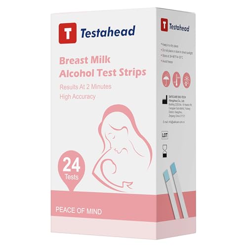 Image of T TESTAHEAD 24Pcs Alcohol Test Strips for Breastmilk, Quick Results in 2 Minutes Breast Milk Alcohol Test Strips for Breastfeeding Moms at Home Holiday Party