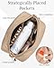 LETGO Puffy Makeup Bag for Purse Quilted Makeup Bag Cosmetic Bag, Puffer Make Up Organizer Bags Zipper Pouch, Fall Fashion Must Haves Make up Bag(Khaki)