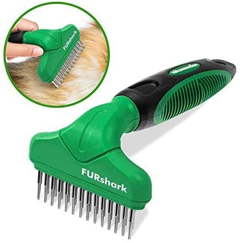 DEMATTING TOOL for DOGS and CATS | 2 Sided Rake with Dual Shedding Blades | Cat Hair Remover Comb for Knots, Tangles & Mats | Dog Brush…