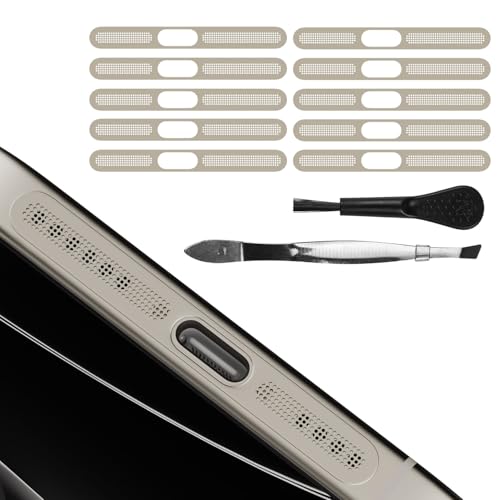 10PCS Earpiece Speaker Mesh with Cleaning Brush and Tweezer for iPhone 16 Pro / 16 Pro Max, iPhone 15 Pro / 15 Pro Max Speaker Anti Dust Proof Adhesive Cover - Natural Titanium