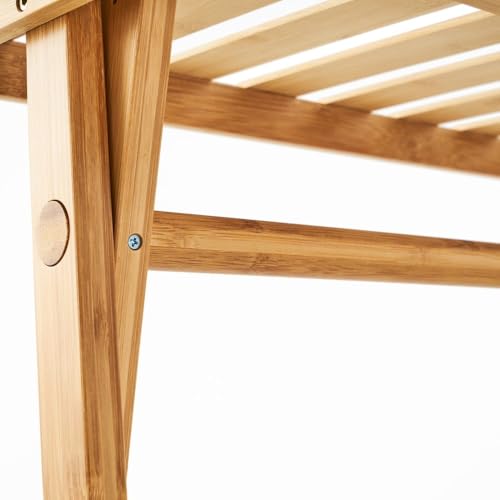DRW Bodenregal mit 1 Stange und 2 Einlegeböden aus Holz in Natur