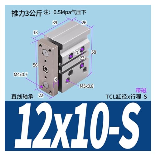 Vérin à trois tiges TCL12 anti-rotation pour un guidage pneumatique de haute précision - 3