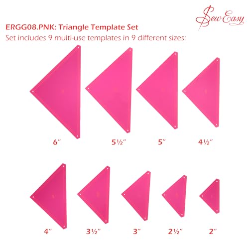 Gabarits triangulaires pour patchwork Sew Easy en acrylique transparent de 2 à 6 pouces x9 - 3