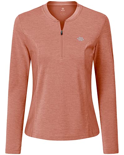 MoFiz Camiseta de Manga Larga Mujer Deportivas Trabajo Golf Tops Sweatshirt Running Tops Shirt Half Cremallera Naranja Oscuro L Cover