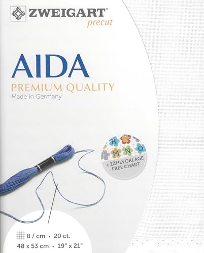 Image of Wizardi Aida Extra fine 20 Count White. Needlework Canvas, Cross-Stitch Fabric, Embroidery Cloth, Needlepoint Canvas. 3326 /1 Precut Zweigart
