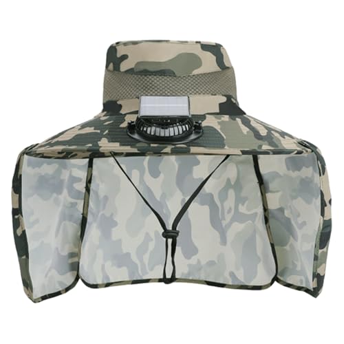 Chapeau de ventilateur solaire avec cape de cou amovible pour protection solaire extérieure